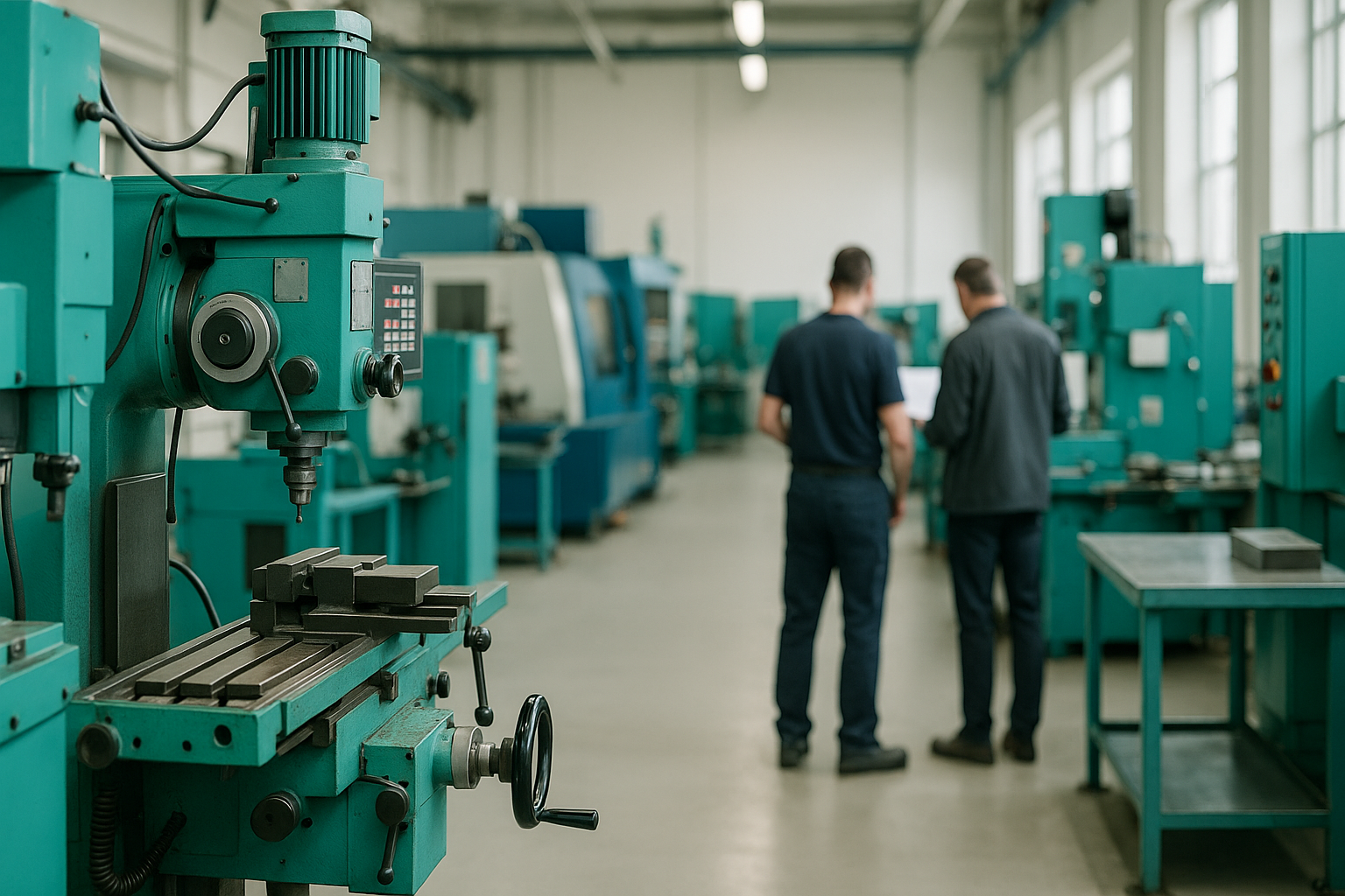 Unternehmer plant die Betriebsaufgabe mit Unterlagen in einem hellen Betriebsbuero