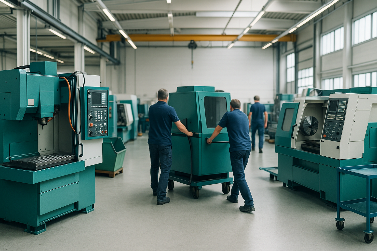 Maschinen und Inventar werden in einer Werkstatt für die Verwertung vorbereitet