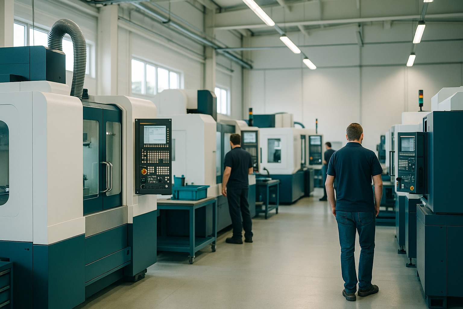 Werkshalle mit CNC-Maschinen zur Bewertung und Verwertung