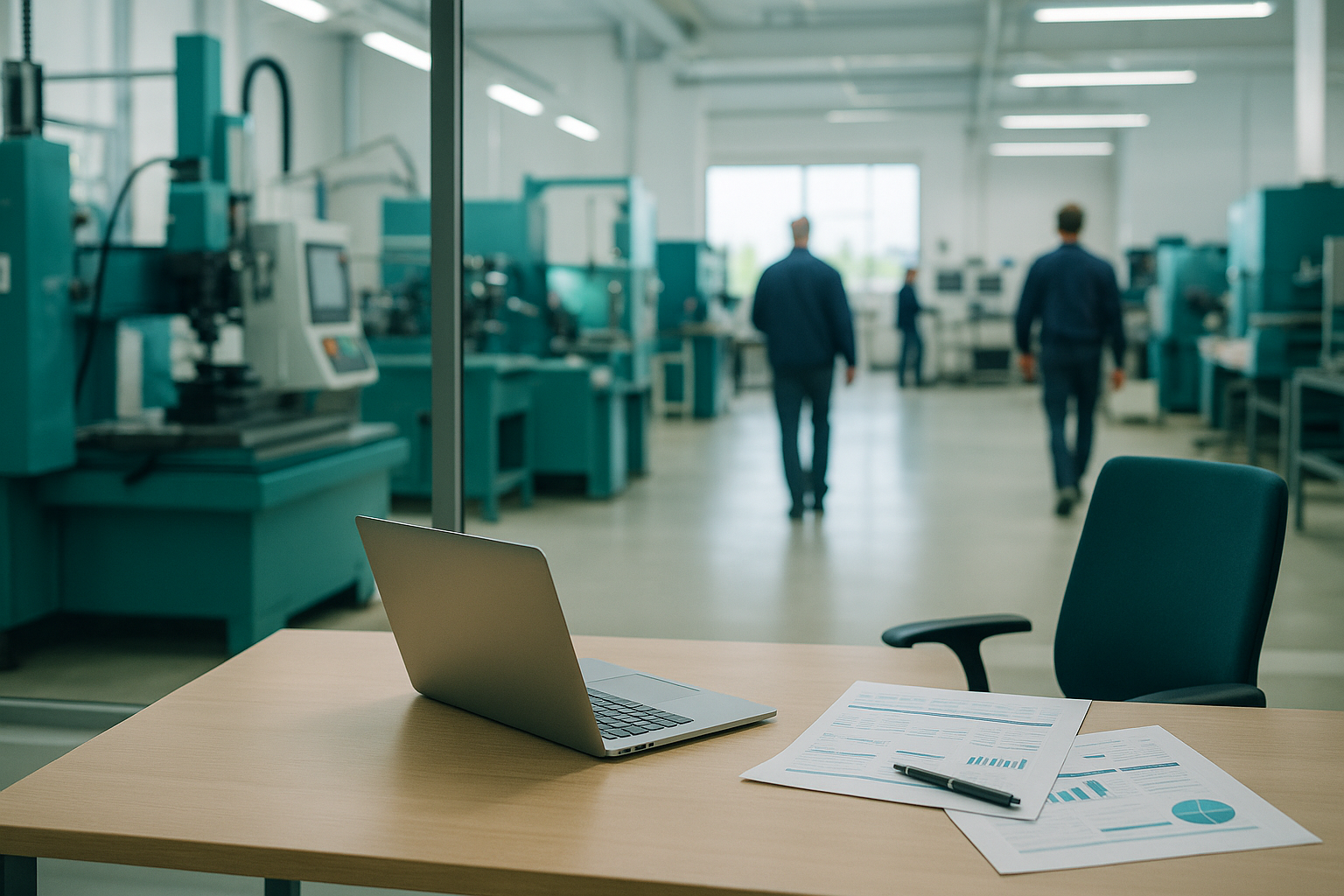 Gründer prüft Unterlagen zur Auflösung seiner UG in einem hellen Büro